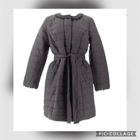 NWT Dennis Basso Quilted Gray Coat Size Small - Picture 1 of 9